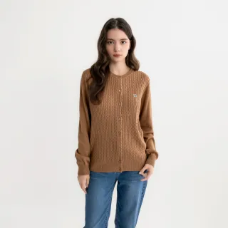 【Arnold Palmer 雨傘】女裝-絞花開襟圓領針織衫(卡其色)