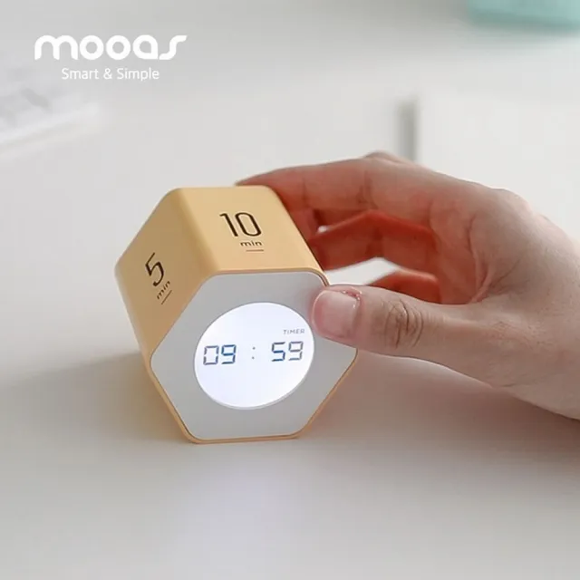 【mooas】台灣總代理 韓國六角轉轉專注定時器 開學必備品 番茄鐘 時鐘 商務 運動健身 自律養成