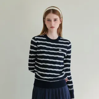 【ELLE ACTIVE】女款 時尚條紋針織長袖上衣-深藍色(EA25A1W5401#39)