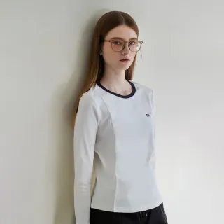 【ELLE ACTIVE】女款 法式拼色長袖上衣-白色(EA25A1W1701#91)