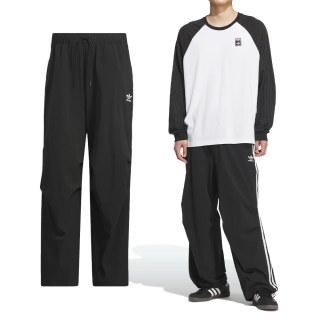 【adidas 愛迪達】Parachute Pant 男款 黑色 寬鬆 透氣 降落傘褲 休閒 長褲 KC2638
