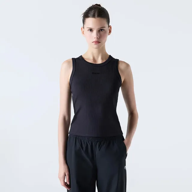 【DESCENTE】迪桑特 背心 女 快排 WOMENS RIBBED SLEEVELESS 黑 SQ322PST71-BLK0