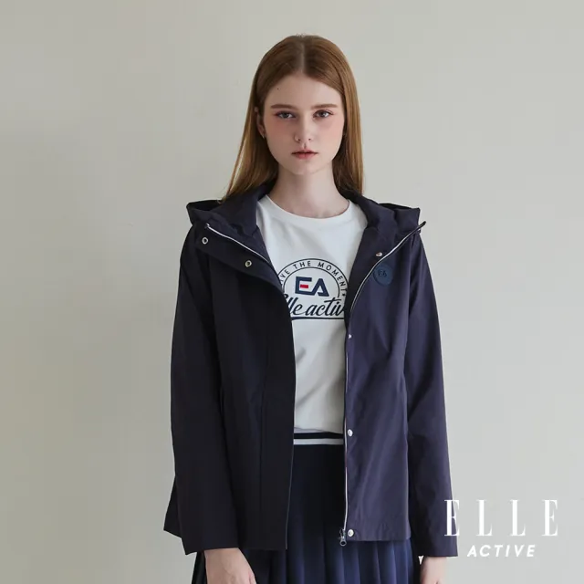 【ELLE ACTIVE】女款 率性防風休閒連帽外套-深藍色(EA25A1W6103-39)