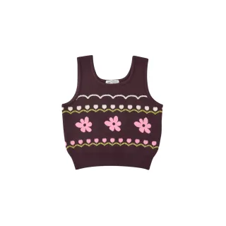 【TALESCOOP】童裝-三朵小花針織背心(酒紅色)