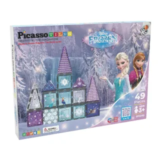 【Disney 迪士尼】Disney系列彩繪磁力片 冰雪奇緣 49PCS(磁力片 禮物 玩具 吃飯神器 益智玩具)