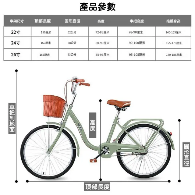 【Lite】自行車 可變速單車 22吋 成人學生通用(高碳鋼車架 高承重 舒適座椅+大容量車筐)