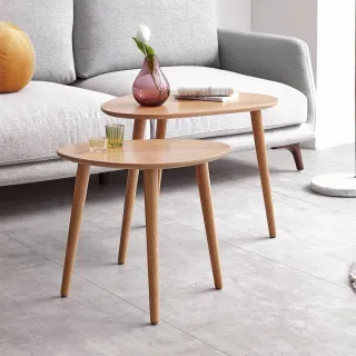 【hoi! 好好生活】源氏木語柏林橡木鵝卵石邊几組合 Y00J07