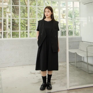 【M：MINb】極簡側口袋H型連身洋裝(黑色)