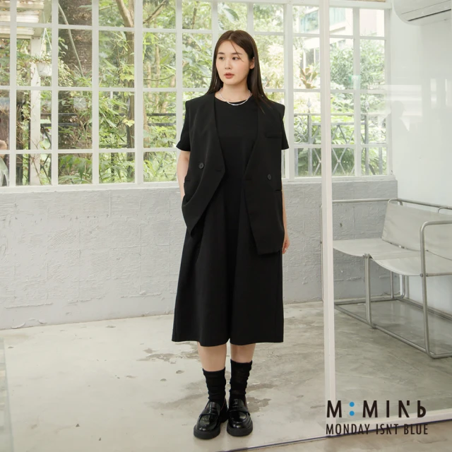 【M：MINb】極簡側口袋H型連身洋裝(黑色)