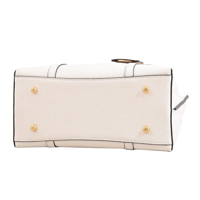 【TORY BURCH】Perry 簡約燙金LOGO吊飾皮革手提包三層包兩用包(白)