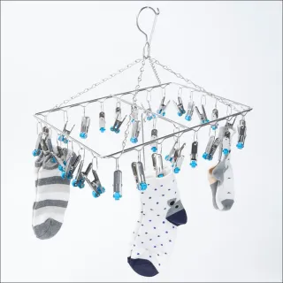 【特力屋】不鏽鋼方型秒收組合式曬衣架 32夾 