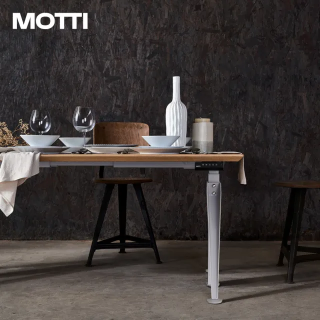 MOTTI】電動升降桌｜Kiin 白橡木實木餐桌176x81cm 雙馬達/三節式矩形管