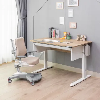 【SingBee 欣美】寬120cm 電動兒童桌椅組CB-502+SB-ET+148(coobee L板桌 成長桌椅 兒童書桌椅 升降桌)