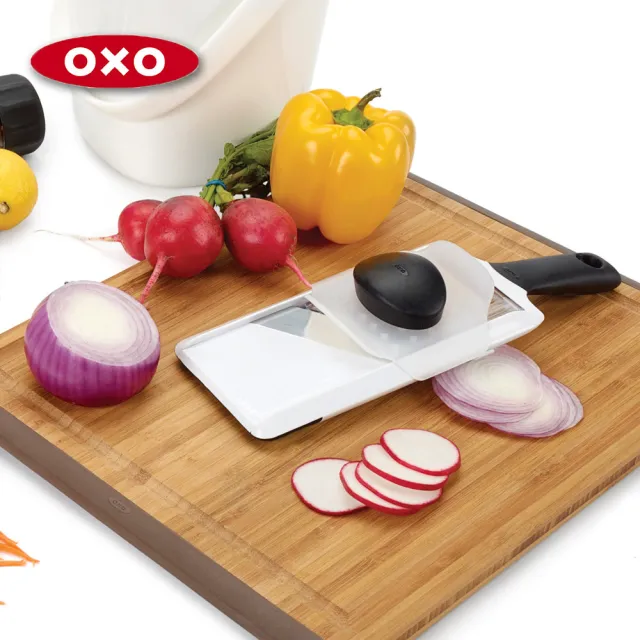 【OXO】可調式蔬果削片器 切片器 刨片器(厚度可調 鋒利滑順 附安全鎖與固定蓋)