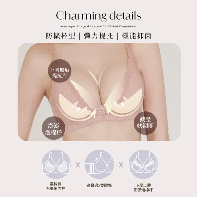 【Clany 可蘭霓】2件組 抗菌石墨烯集中包覆軟鋼圈BCD罩杯內衣 不空杯(顏色隨機 台灣製)