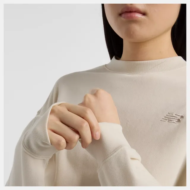 【NEW BALANCE】NB 棉質長袖上衣 短版棉質 長袖上衣 美規 女 杏色(WT51514LIN-F)