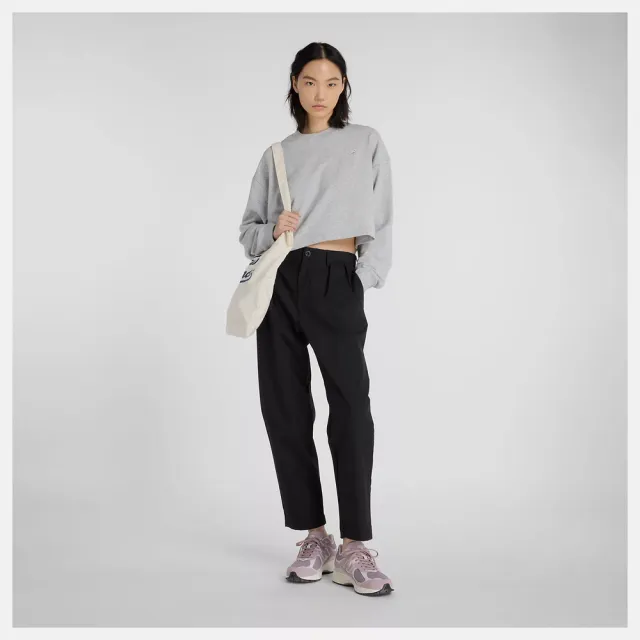 【NEW BALANCE】NB 棉質長袖上衣 短版棉質 長袖上衣 美規 女 灰色(WT51514AG-F)