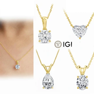 【Luster】周年慶!IGI 1克拉 18K金 黃K金 鑽石項鍊-任選(百分百的永恆經典給100分的妳)