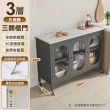 【慢慢家居】專人組裝-長虹玻璃門-岩板對開門鋼製餐廚櫃-120x42cm(餐櫃 餐邊櫃 電器櫃 廚房置物櫃)
