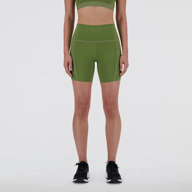 【NEW BALANCE】NB 短褲 女款 運動褲 緊身褲 6吋 美規 綠 WS41271DEK(其他規格)