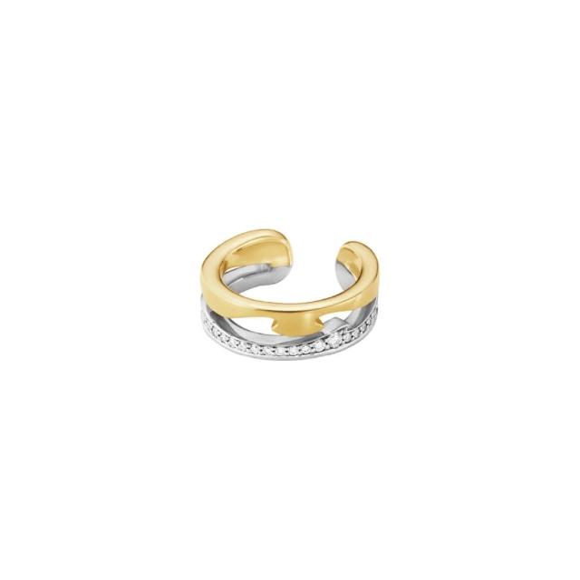 【Georg Jensen 喬治傑生】FUSION 耳扣 單支(18K黃金 18K白金 鑽石)