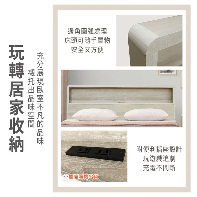 【ASSARI】雙人5尺瑪卡蓉插座床頭片