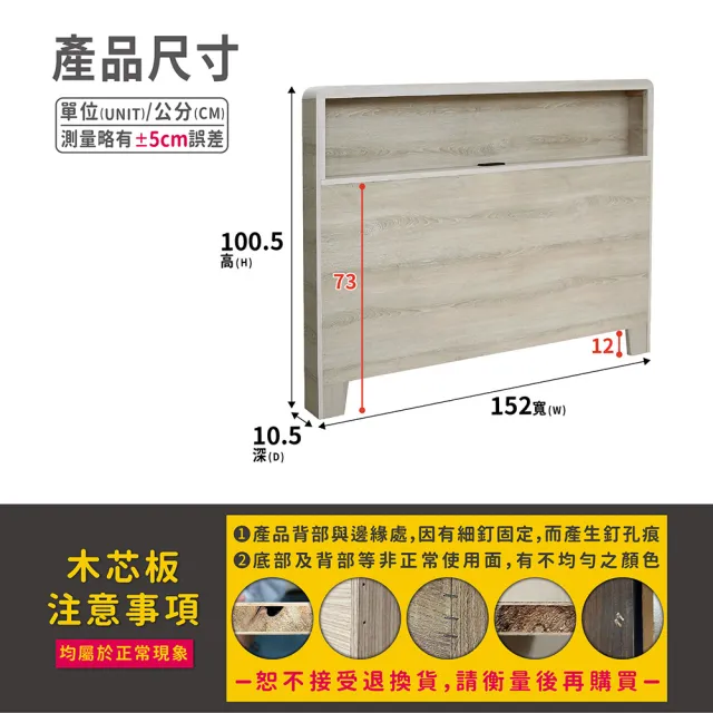 【ASSARI】雙人5尺瑪卡蓉插座床頭片