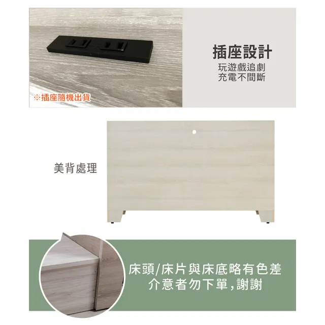 【ASSARI】雙人5尺瑪卡蓉房間組二件-插座床箱+3分床底
