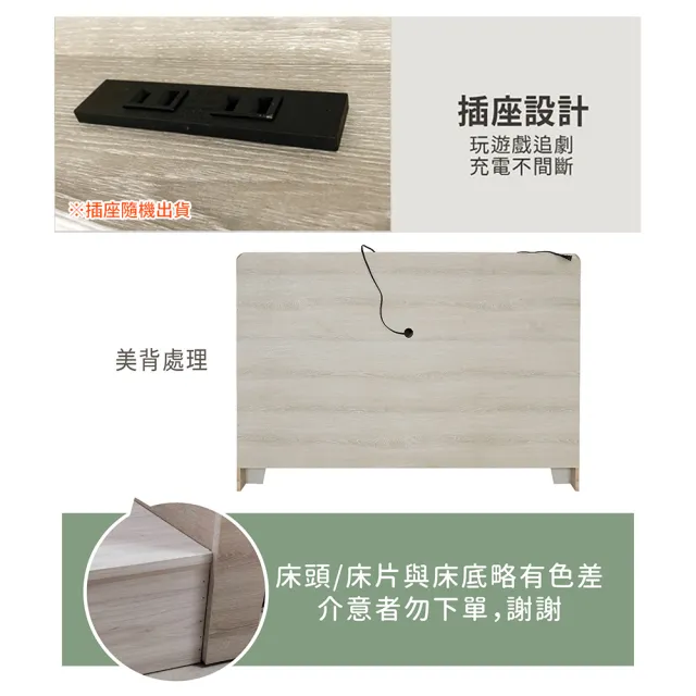 【ASSARI】雙人5尺瑪卡蓉房間組二件-插座床片+6分床底