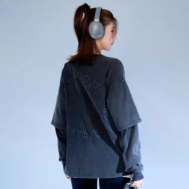 【MAJOR MADE】歌德刺繡假兩件薄長T(休閒上衣/圖案長袖/自訂款短T)