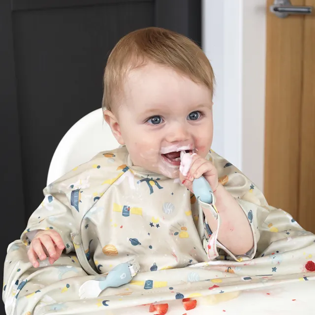 【英國BiBADO】防髒防水圍兜 短袖 副食品階段用(兒童畫畫衣/可結合學習餐具)