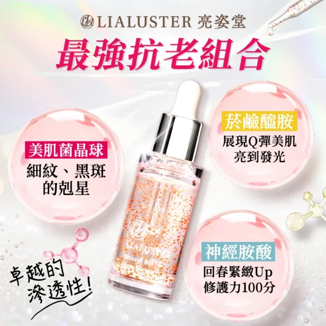 【LIALUSTER 亮姿堂】美肌菌晶球撫紋精華27mLx3(女人我最大強推/美菌露/撫紋/美白淡斑/神經醯胺/菸鹼醯胺)