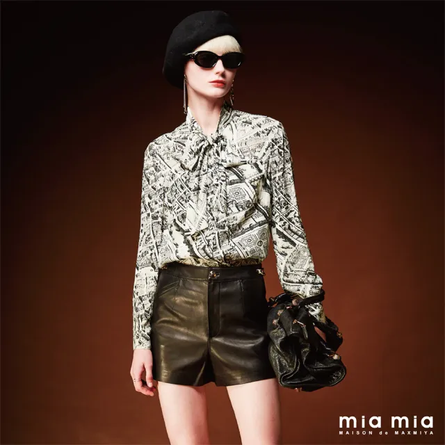 【mia mia】黑白建築綁帶襯衫