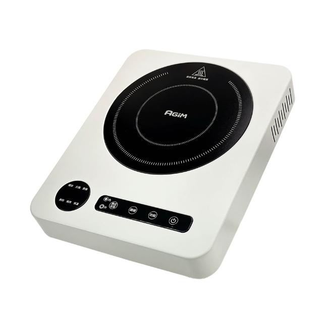 AGiM阿基姆 EC-330-WH 電陶爐，米色系設計優雅大方，不挑鍋特殊功能適用各種鍋具，功率1000W~1200W，電壓110V/60Hz，產品重量僅1.82kg，電源線長160cm，保固1年，產地中國，BSMI許可字號R31609。適閤家庭廚房使用，安全高效，快速加熱不黏鍋。