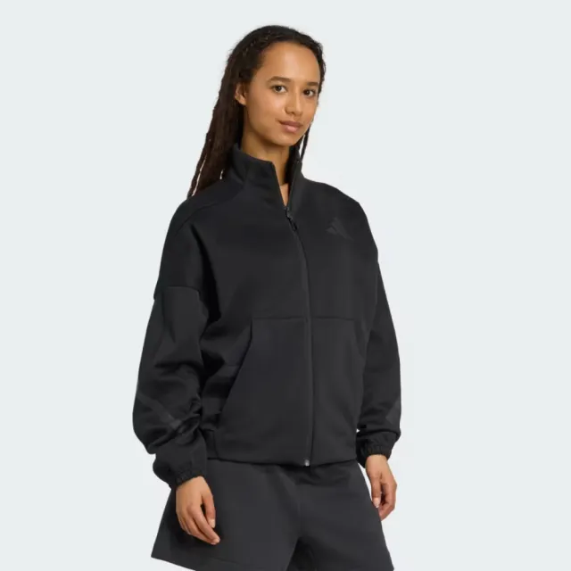 【adidas 愛迪達】外套 女 運動立領外套 W Z.N.E. TT 黑 JW7778