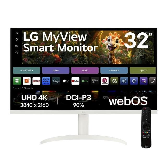 【LG 樂金】無線鍵鼠組★32SR75U-W 31.5型 4K 60Hz 智慧聯網螢幕(webOS/IoT 操控/AirPlay 2/ 智慧遙控器)