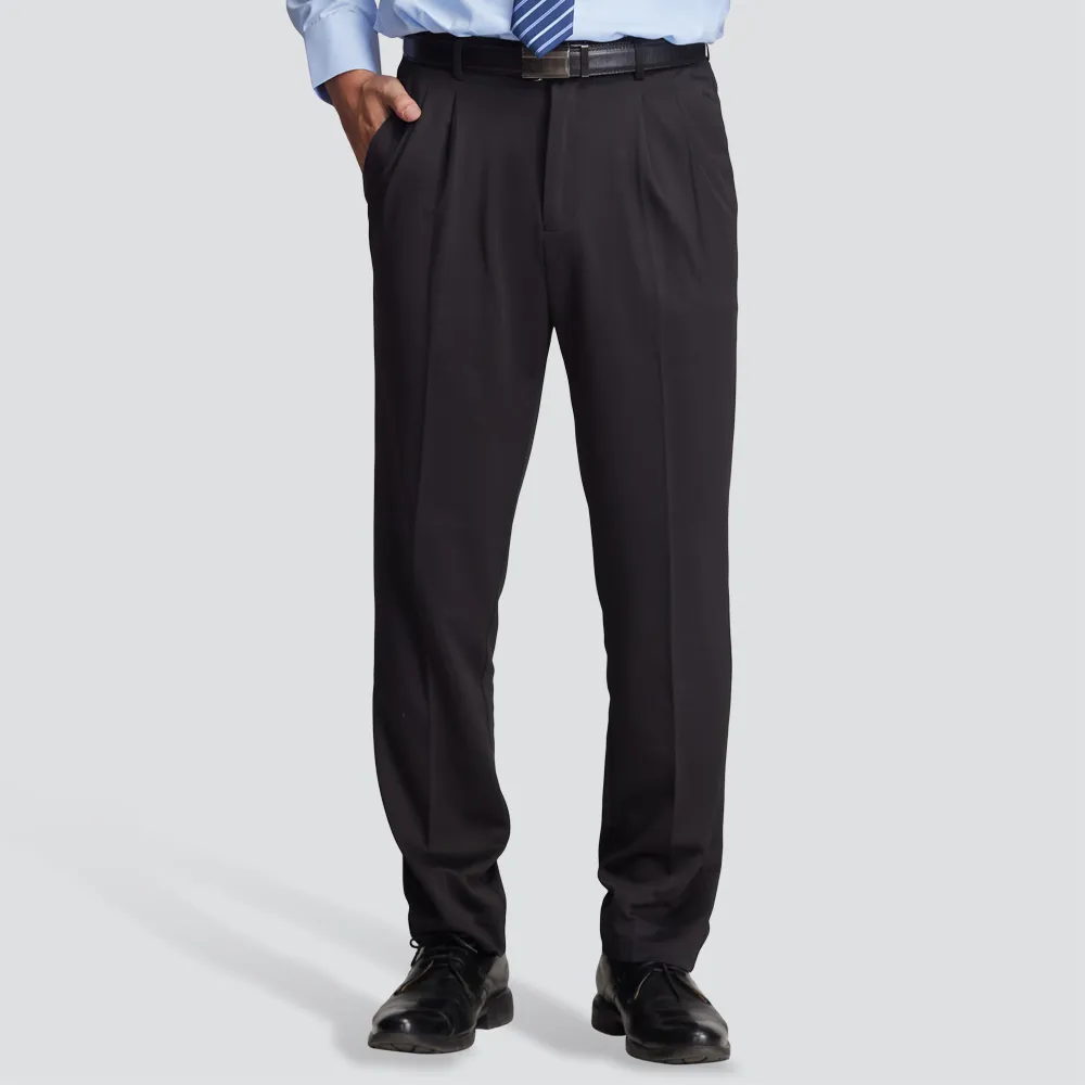 【Emilio Valentino 范倫提諾】特級彈性打摺西裝褲(黑)