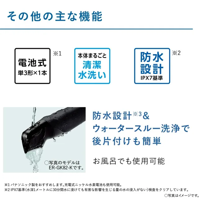 【Panasonic 國際牌】男士電動除毛刀/白灰 美體修容刀(電池式、全機可水洗)