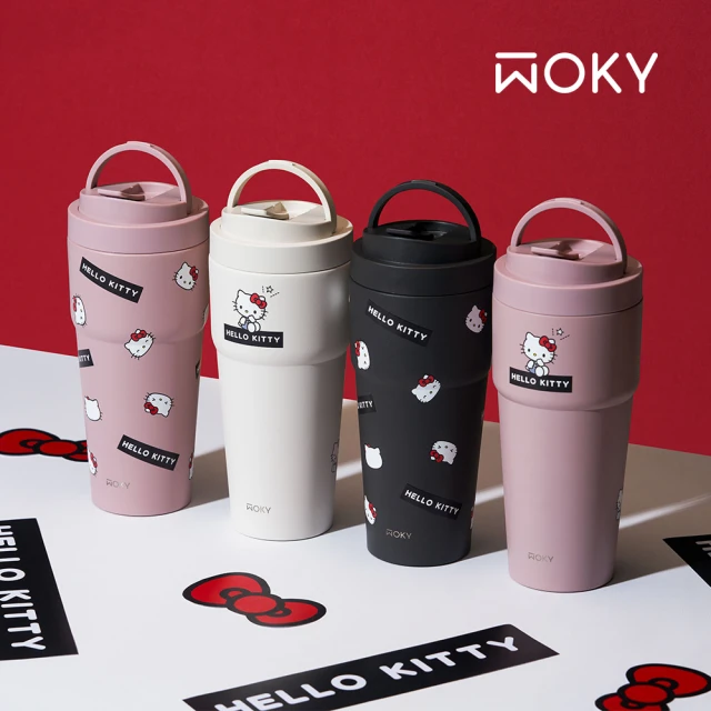 【WOKY 沃廚】三麗鷗聯名_渾圓杯770ml-附彈跳&矽膠吸管(隨行杯/吸管杯/保溫杯瓶/保冰杯瓶/水壺)
