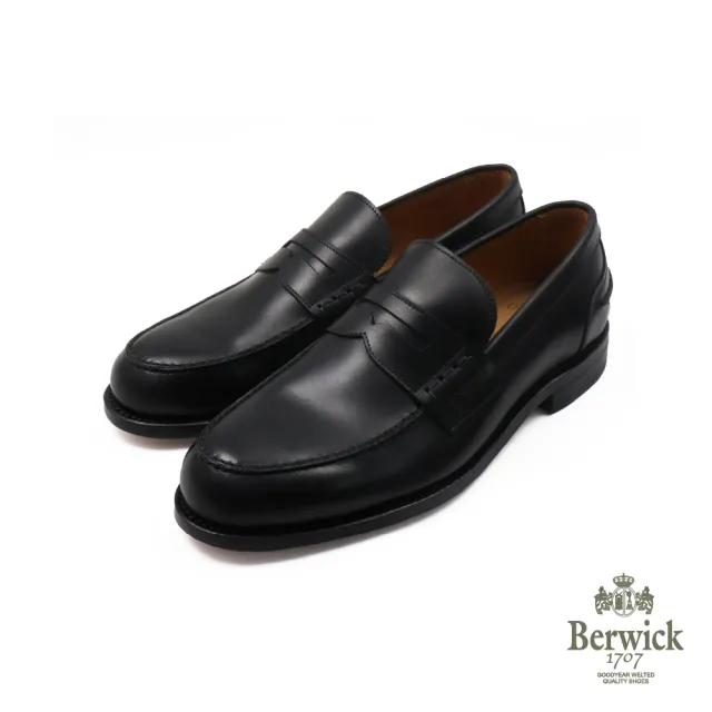 【Berwick】Berwick X Orobianco 聯名款-西班牙原廠真皮質感簡約便士樂福鞋 黑色(OB5659-BL)