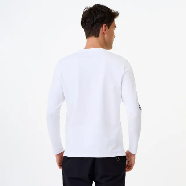 【Munsingwear】企鵝牌 網路獨家 男款白色美式休閒大字印花長袖T恤 MGWL2805