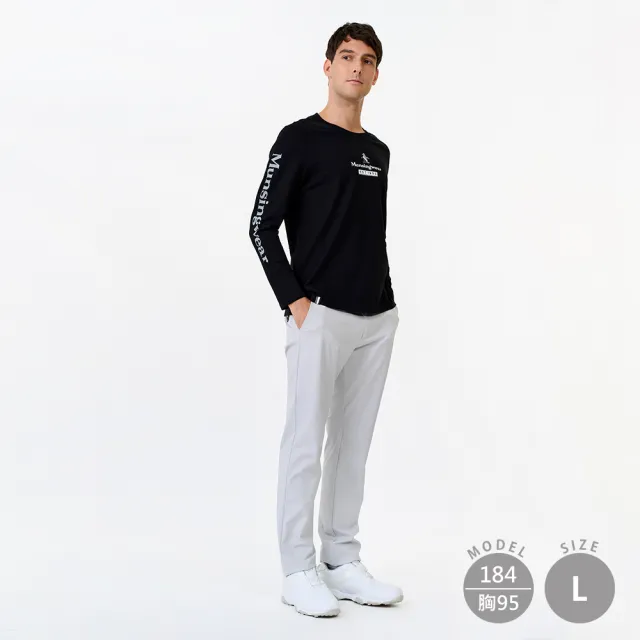 【Munsingwear】企鵝牌 網路獨家 男款黑色美式休閒大字印花長袖T恤 MGWL2805