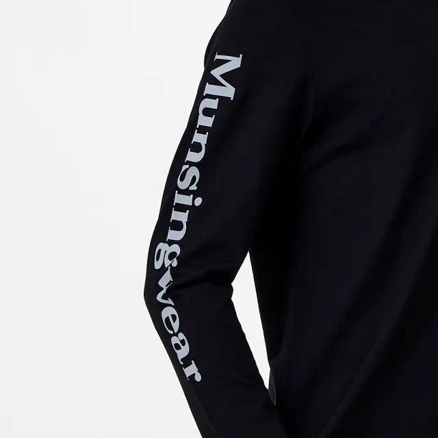 【Munsingwear】企鵝牌 網路獨家 男款黑色美式休閒大字印花長袖T恤 MGWL2805