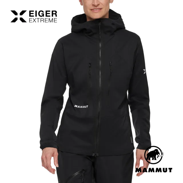 【Mammut 長毛象】Eiger Nordwand IN FlexAir Hooded 極限艾格防潑透氣保暖連帽外套 黑色 女款 #1013-04020
