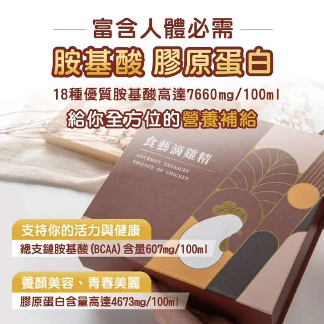 【食藝文匯】雙11推薦 常溫原味滴雞精 10入x60ml 禮盒(富含膠原蛋白 胺基酸BCAA 送禮 伴手禮)
