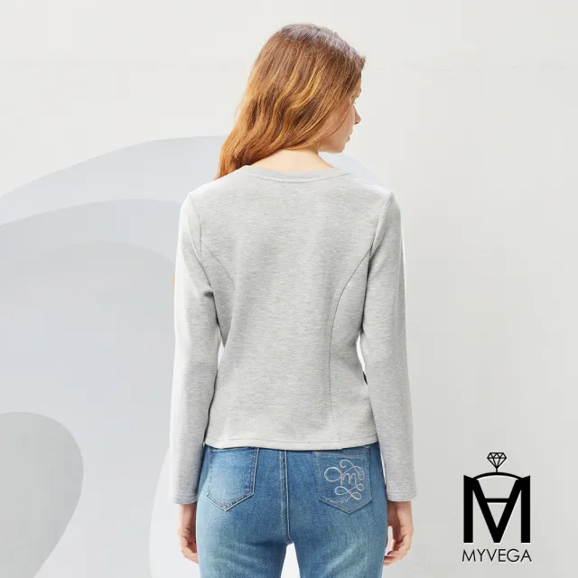 【MYVEGA 麥雪爾】MA假兩件拼接百褶馬甲上衣-灰(通勤風/)