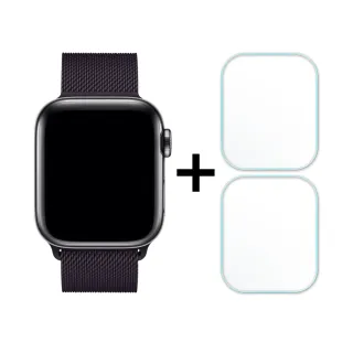 【RedMoon】Apple Watch Series 11/10 米蘭不銹鋼磁吸錶帶+3D保護貼2入 42/46mm(Series11/Series10)