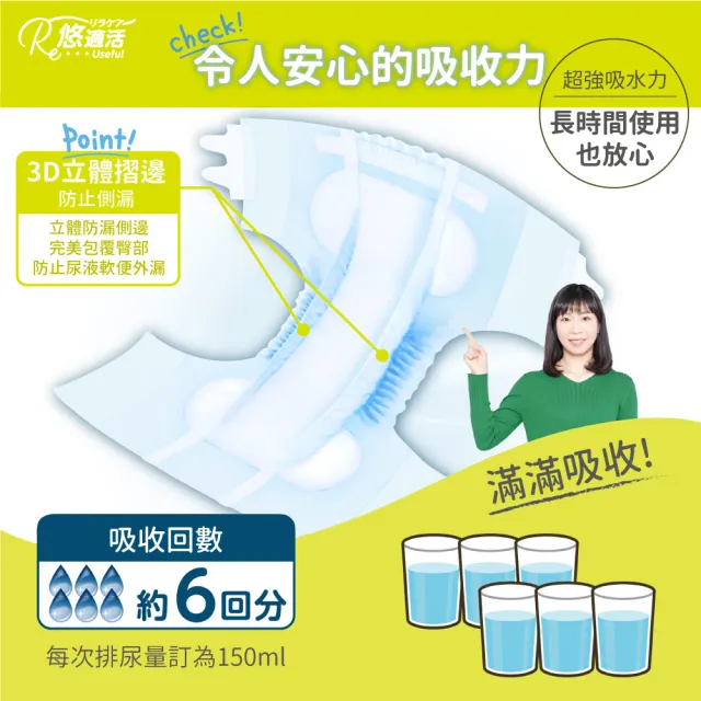 【Useful 悠適活】成人紙尿褲 黏貼式  4回吸收 M 箱購(80片/箱 黏貼型成人紙尿褲 尿溼顯示)