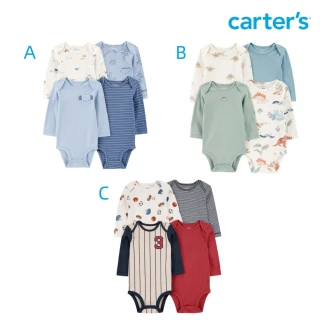 【Carter’s官方授權】嬰兒4件組長袖包屁衣－精選多款可選(原廠公司貨 童裝 嬰兒裝)