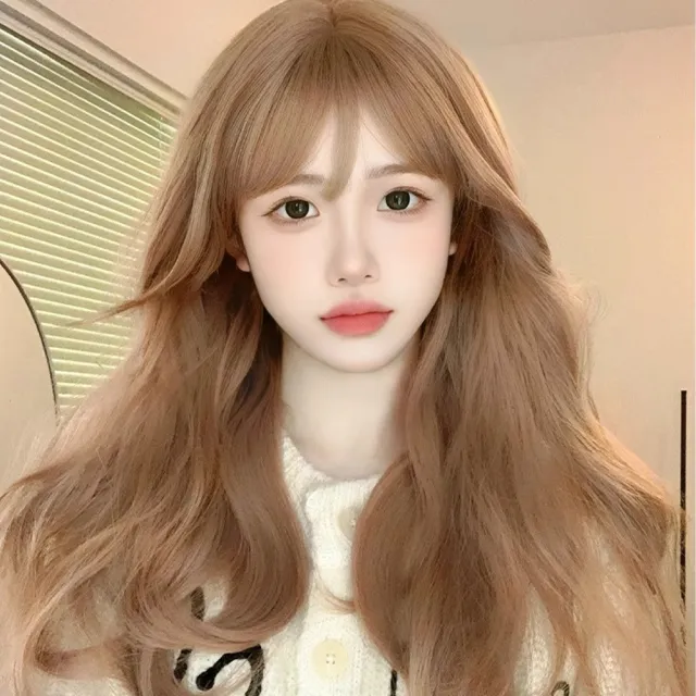 【LEESA】假髮\長捲髮假髮\奶茶色假髮\高溫絲假髮\女生假髮\全套頭假髮